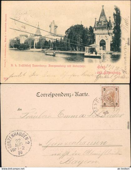 Ansichtskarte Laxenburg Laxenburg - Franzensburg mit Überfuhr 1898