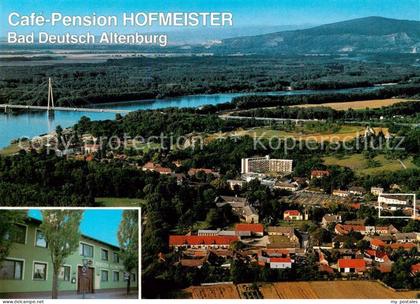 Bad Deutsch-Altenburg Fliegeraufnahme Gesamtansicht u. Cafe-Pension Hofmeister
