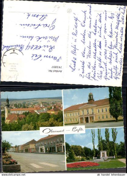 741897 Mehrbild AK Oberwart Straßenpartie Rathaus Ansicht m. Kirche