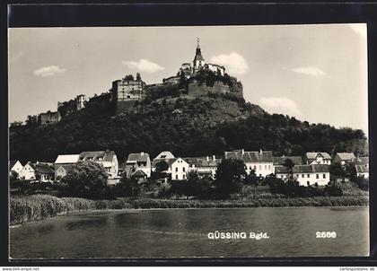 AK Güssing /Bgld., Ortsansicht vom Wasser aus