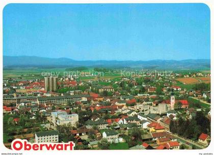 Oberwart Burgenland AT Luftbild Pfarrkirche Hochhaus Stadtansicht