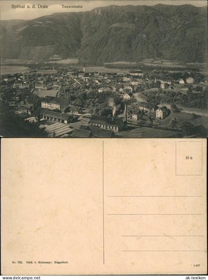 Ansichtskarte Spittal an der Drau Panorama-Ansicht, Tauernbahn 1910