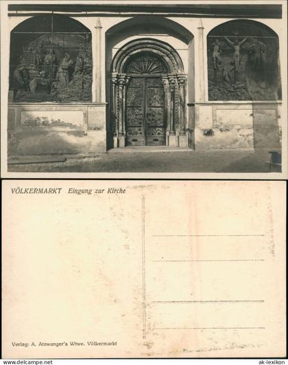 Ansichtskarte Völkermarkt Velikovec Eingang zur Kirche Portal Jesuskreuz 1932
