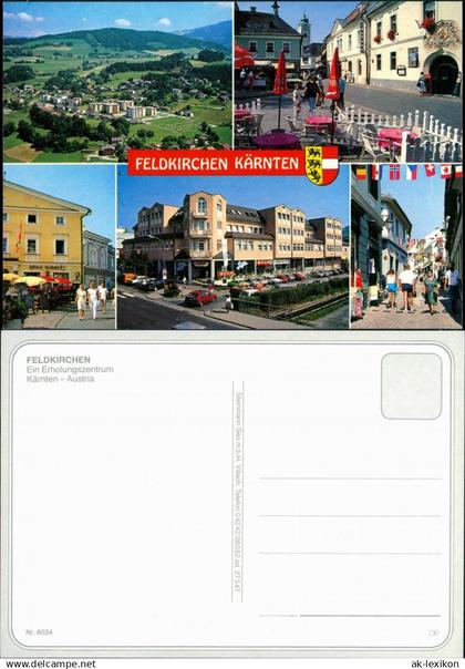 Feldkirchen in Kärnten Mehrbild-AK ua. Geschäfte, Luftaufnahme, Straßen 1990