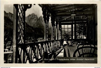 Gesäuse/Steiermark - Gesäuse, Hotelterrasse Gstatterboden Ennstal