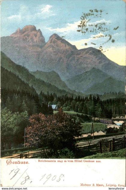 Gesäuse/Steiermark - Gesäuse, Reichenstein vom Hotel Gesäuse aus