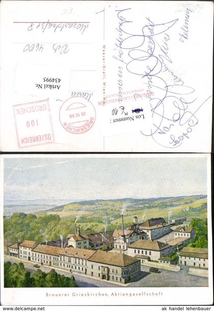 434995,Künstler AK Grieskirchen Brauerei Fabrik
