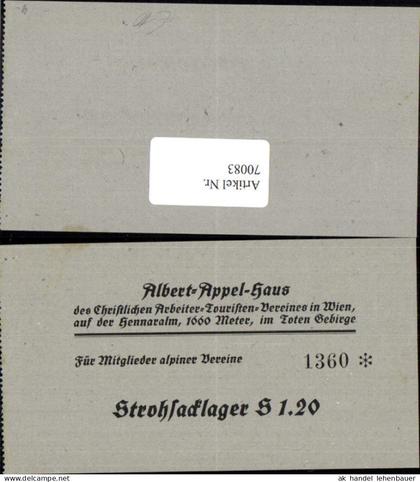 70083,Albert Appel-Haus auf der Hennaralm bei Spital am Phyrn Preisbeleg