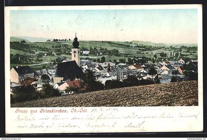 AK Grieskirchen, Ortspanorama vom Berg aus gesehen