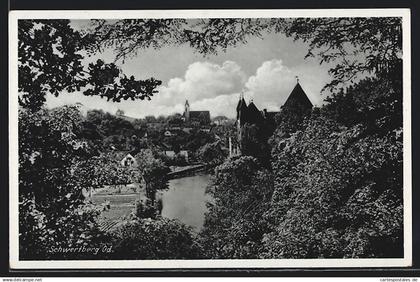 AK Schwertberg /Od., Uferpartie mit Kirche