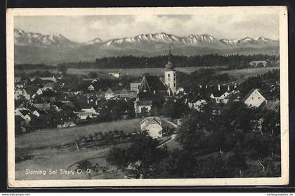 AK Sierning bei Steyr, Ortspartie mit Kirche