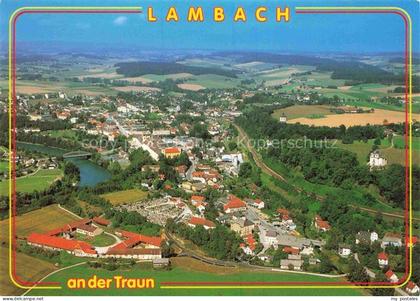 Lambach Traun Oberoesterreich AT Traun Luftbild Friedhof Bahnlinie Landschaft