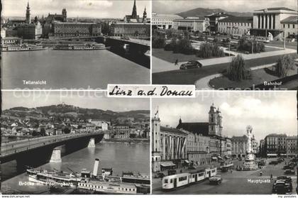 Linz Donau Bahnhof Hauptplatz Bruecke mit Postlingberg