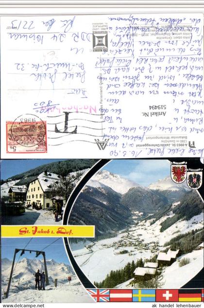 519494,St. Jakob im Defereggental Totale Mehrbildkarte Stempel Nachgebühr