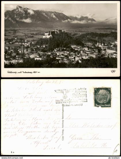 Ansichtskarte Salzburg Fernblick auf Stadt und Untersberg 1938