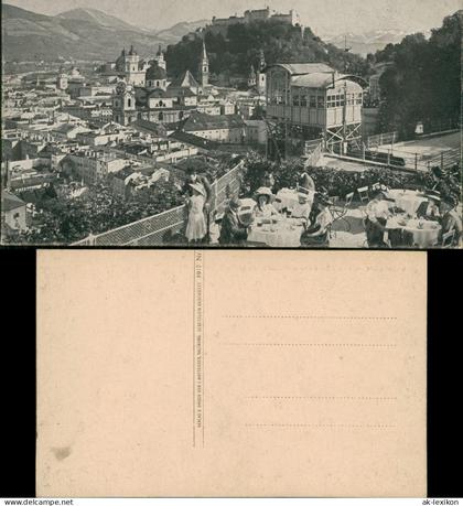 Ansichtskarte Salzburg Terrasse Fahrstuhl Stadt 1917