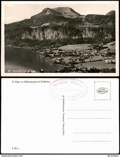 Sankt Gilgen St. Gilgen Panorama von St. Gilgen mit Zwölferhorn und Abersee 1955