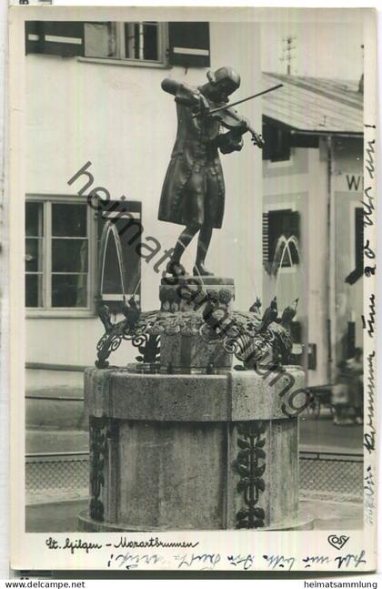 St. Gilgen - Mozartbrunnen - Foto-Ansichtskarte - Cosy-Verlag Salzburg - gel. 1937