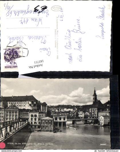 185711,Steyr Einmündung d. Steyr i. d. Enns Brücke