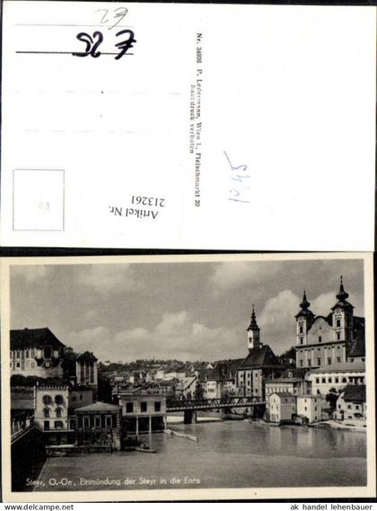 213261,Steyr Teilansicht Einmündung d. Steyr i. d. Enns Brücke