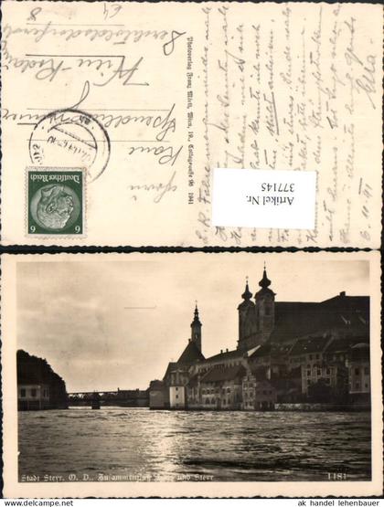 377145,Steyr an d. Enns Zusammenfluss Enns und Steyr Kirche Brücke