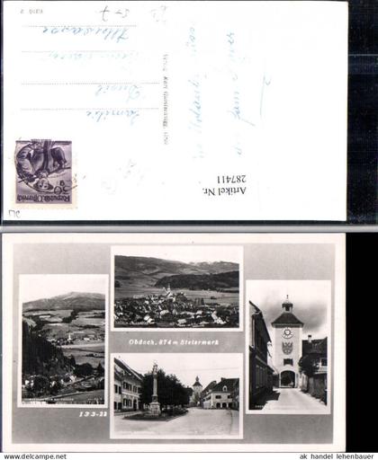 287411,Obdach Totale Turm Tor Säule Straßenansicht Mehrbildkarte