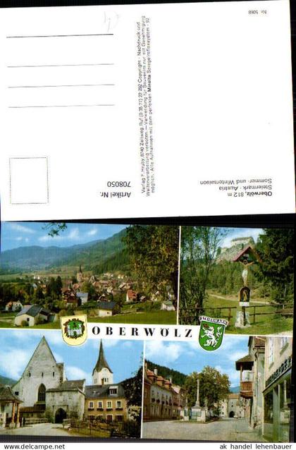 708050 Mehrbild AK Oberwölz Wegkreuz Ortsansichten