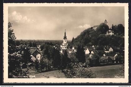 AK Ehrenhausen, Blick über die Dächer des Ortes, Kirche