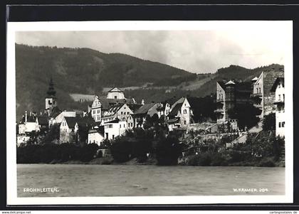 AK Frohnleiten, Ortsansicht mit Uferpartie