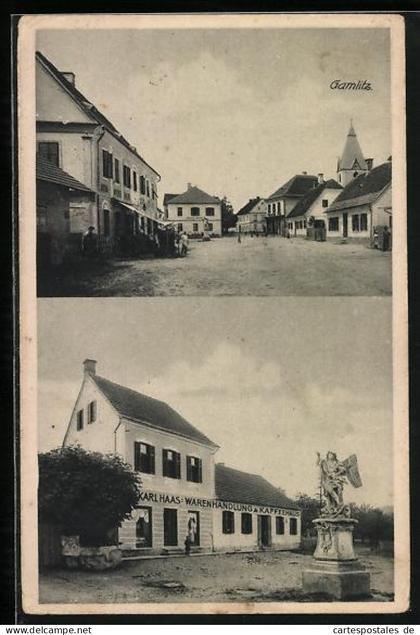 AK Gamlitz, Warenhandlung & Kaffeehaus Karl Haas, Strassenpartie