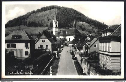 AK Maria Lankowitz, Strassenansicht mit Kirche und Häuser