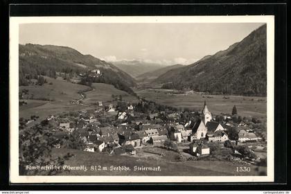 AK Oberwölz, Totalansicht mit Blick durchs Tal