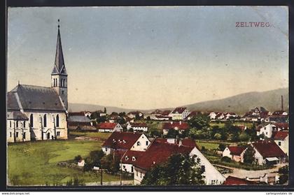 AK Zeltweg, Ortsansicht mit Kirche