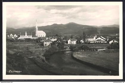 AK Zeltweg, Ortspartie mit Kirche