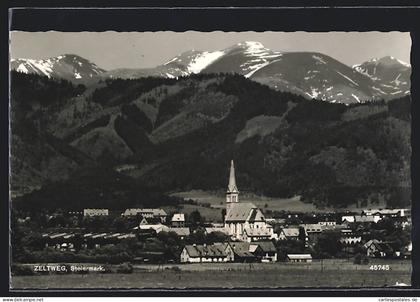 AK Zeltweg /Steiermark, Teilansicht mit Bergpanorama