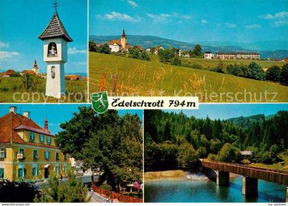 Edelschrott Ortsansicht mit Kirche Landschaft Bildstock Hotel Gasthof Holzbrueck