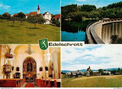Edelschrott Steiermark AT Dorfansicht Kirchturm Stausee Staudamm Kircheninnenrau