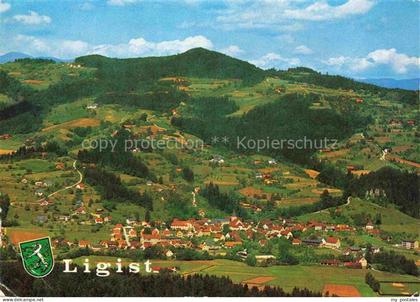 Ligist Steiermark AT Ortszentrum Bergpanorama Sommerfrische Huegel Kirchturm Luf