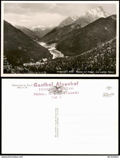 Ansichtskarte Hinterriß (Tirol) Risstal mit Risser- und Lalider Falken 1940