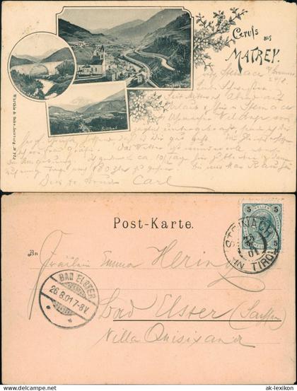 Ansichtskarte Matrei am Brenner Stadt, Brücke, Sillthal 1901