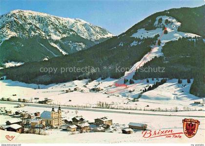 Brixen im Thale Tirol AT Brixental Skidorf Skigebiet Wintersportplatz Kirche Ski
