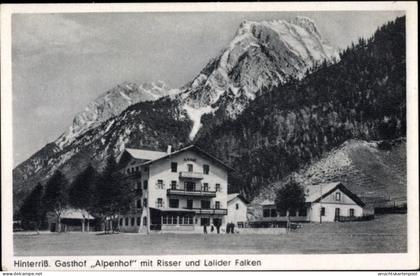 CPA Hinterriß Vomp in Tirol, Gasthof Alpenhof mit Risser und Lalider Falken