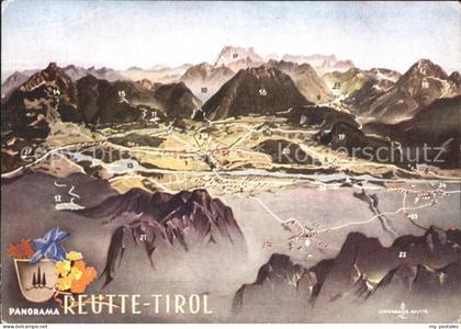 Reutte Tirol Panoramakarte Markt Reutte Lechaschau Breitenwang Pflach