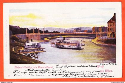 37955 /  Gruß aus WIEN Gruss STEFANIE-Brücke und DONAU-Canal 1899 à Louise LEMARCHAND Villa Guilia Bellagio Lac Como