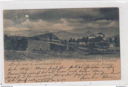 Gruss aus Kainachthale. Schloss Reisenegg b. Voitsberg mit Blick auf die Reinalpe. *