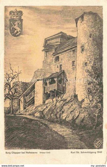 Hohenems Vorarlberg AT Burg Glopper Zeichnung