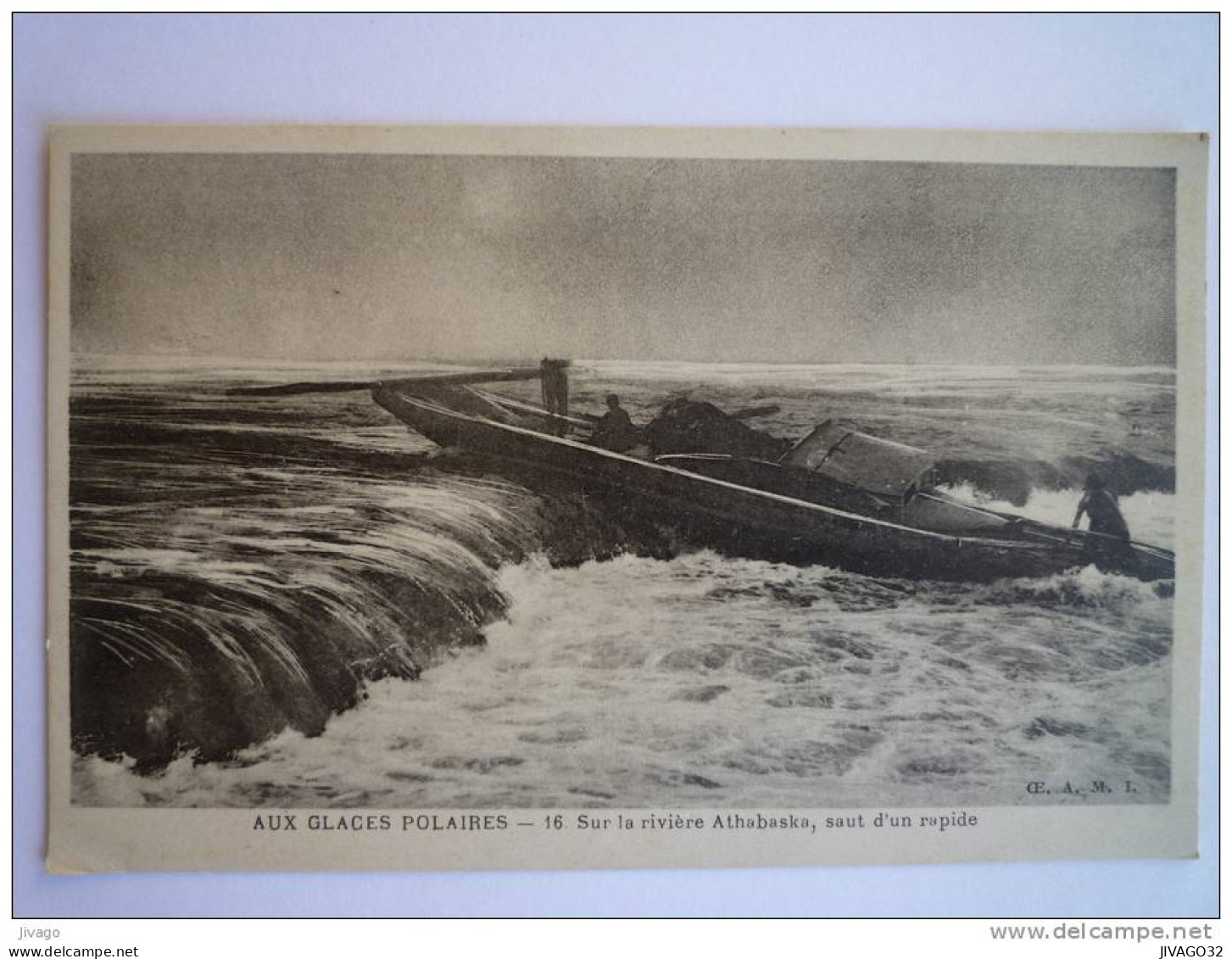 AUX GLACES POLAIRES  :  Sur la rivière  ATHABASKA ,  saut d'un rapide.