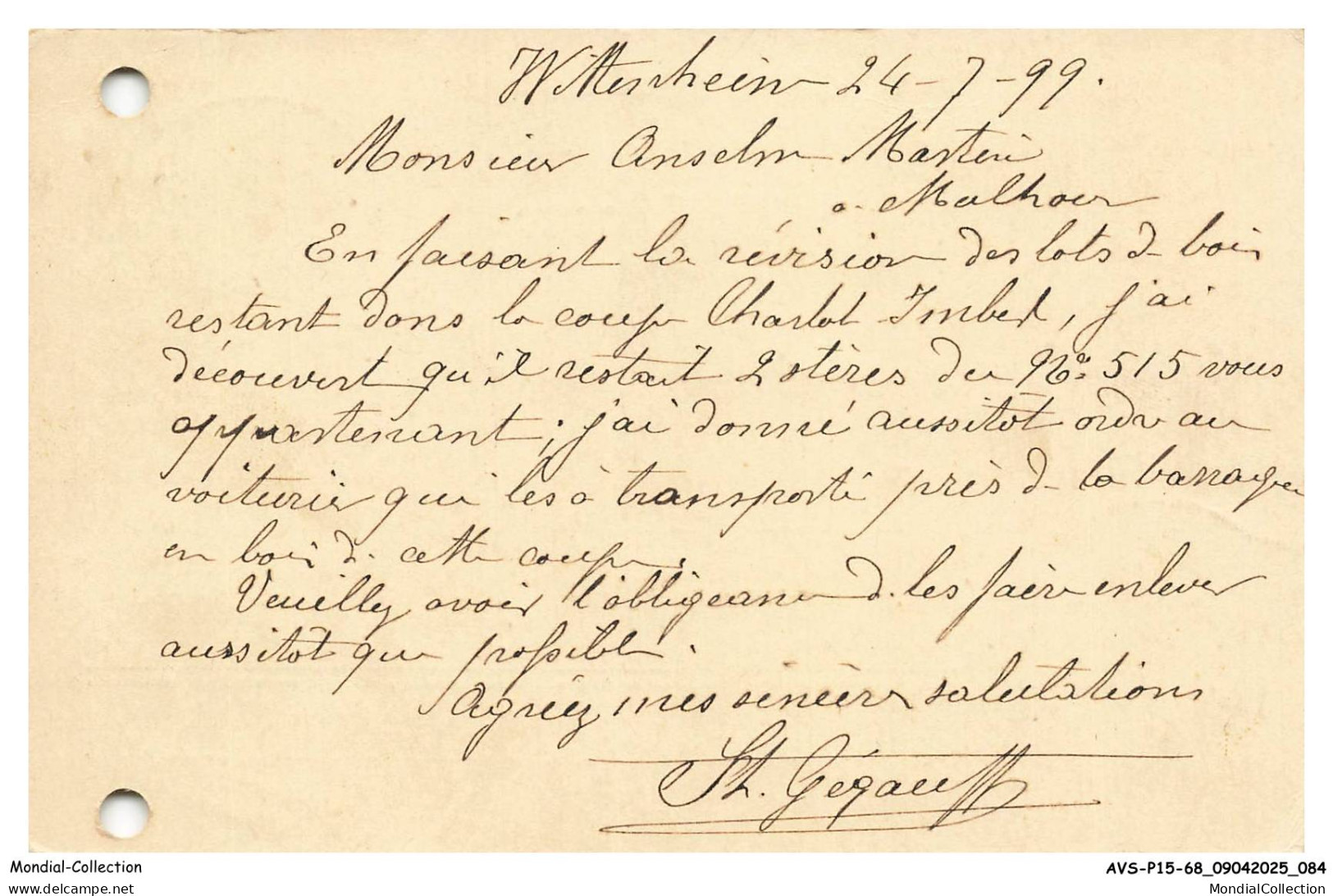 AVSP15-0777-68 - Lettre - WITTENHEIM