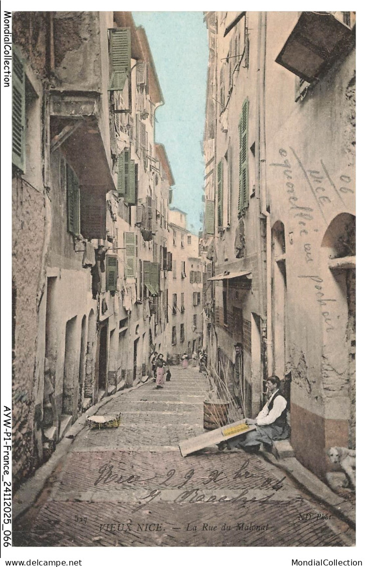 AYWP1-0034-06 - Aquarelle au Pochoir - Vieux NICE - La Rue du Malonat