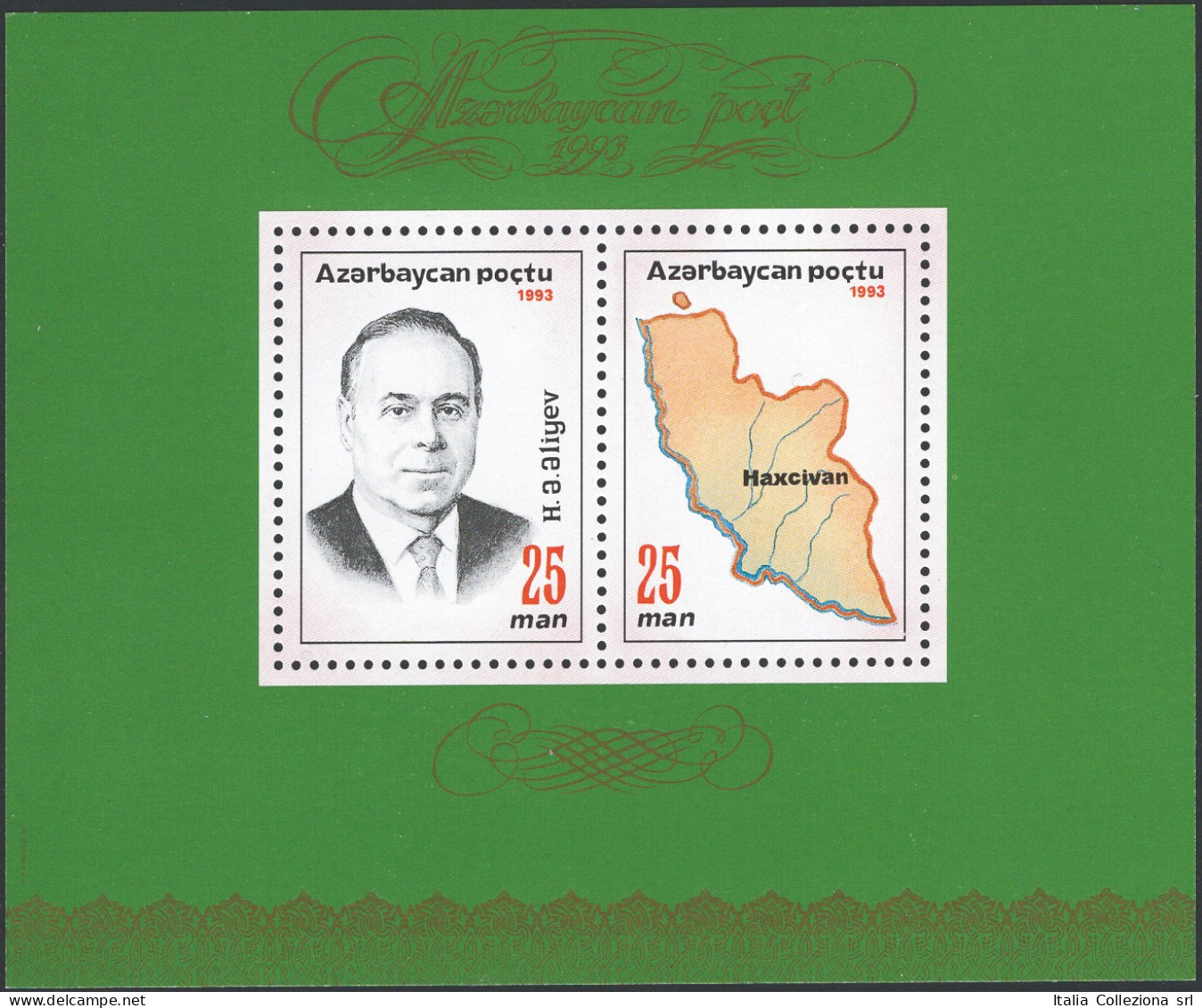 Azerbaidjan - 1993 - BF Presidente Aleiev, Yvert n° 4. Cat. € 200 - MNH